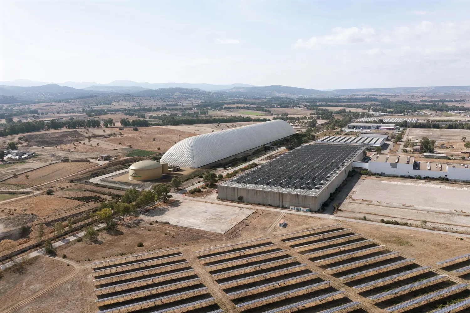 CO2 Battery plant at Ottana, Sardinia, aerial view of the site